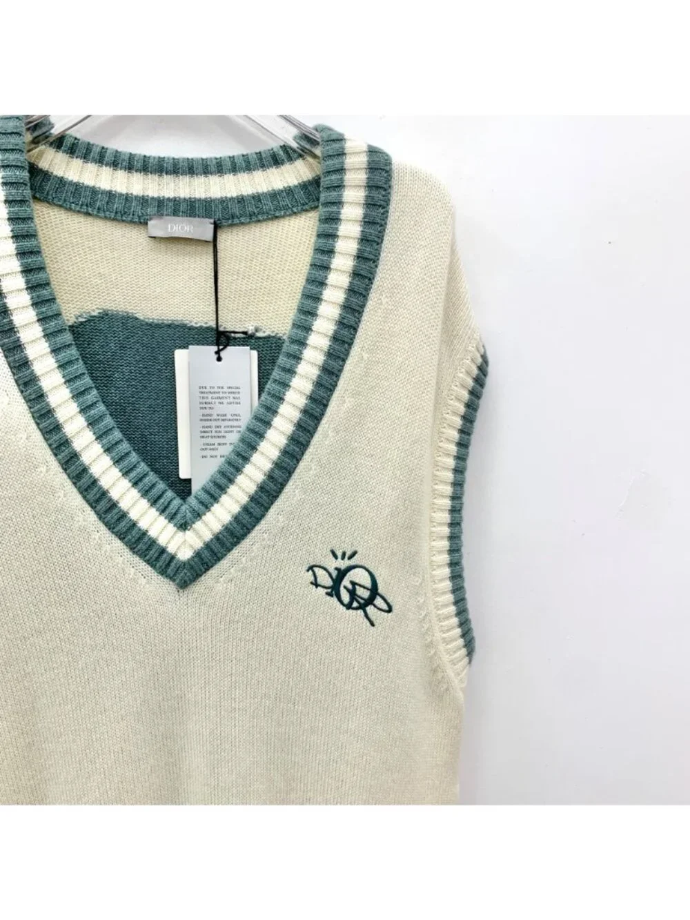 Dior x Travis Scott Collection Beige Cashmere V-Neck Knit Vest